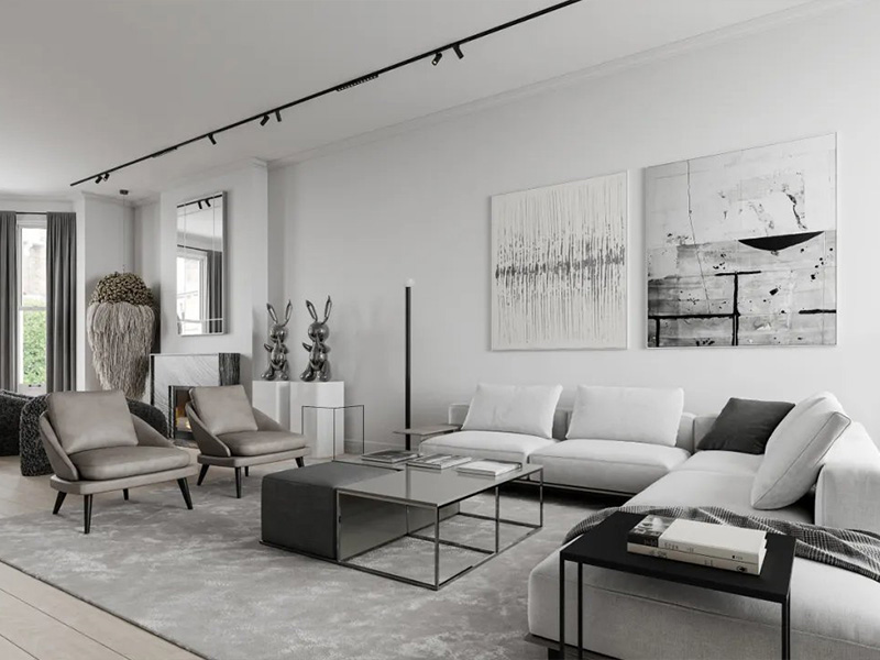 300㎡私人别墅丨专属于黑白灰的极简克制美学